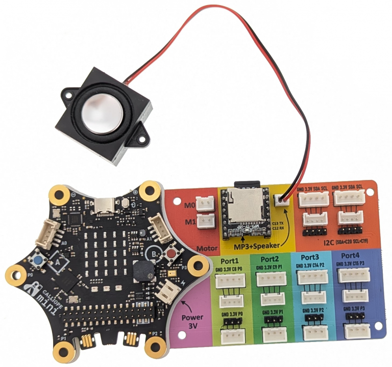 MP3-Modul und Lautsprecher am Expanderboard