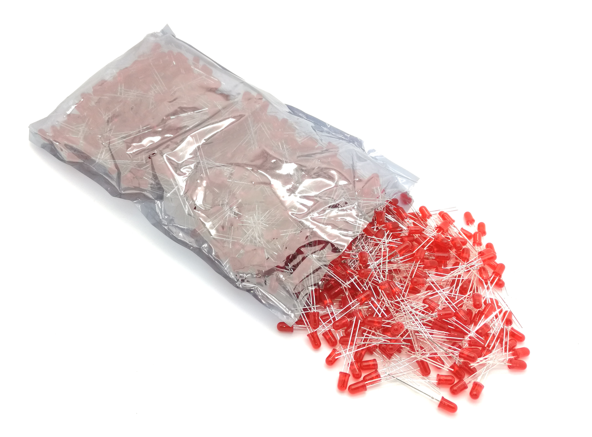 LED 5 mm Red - 1000 pieces, 2 V, 20 mA