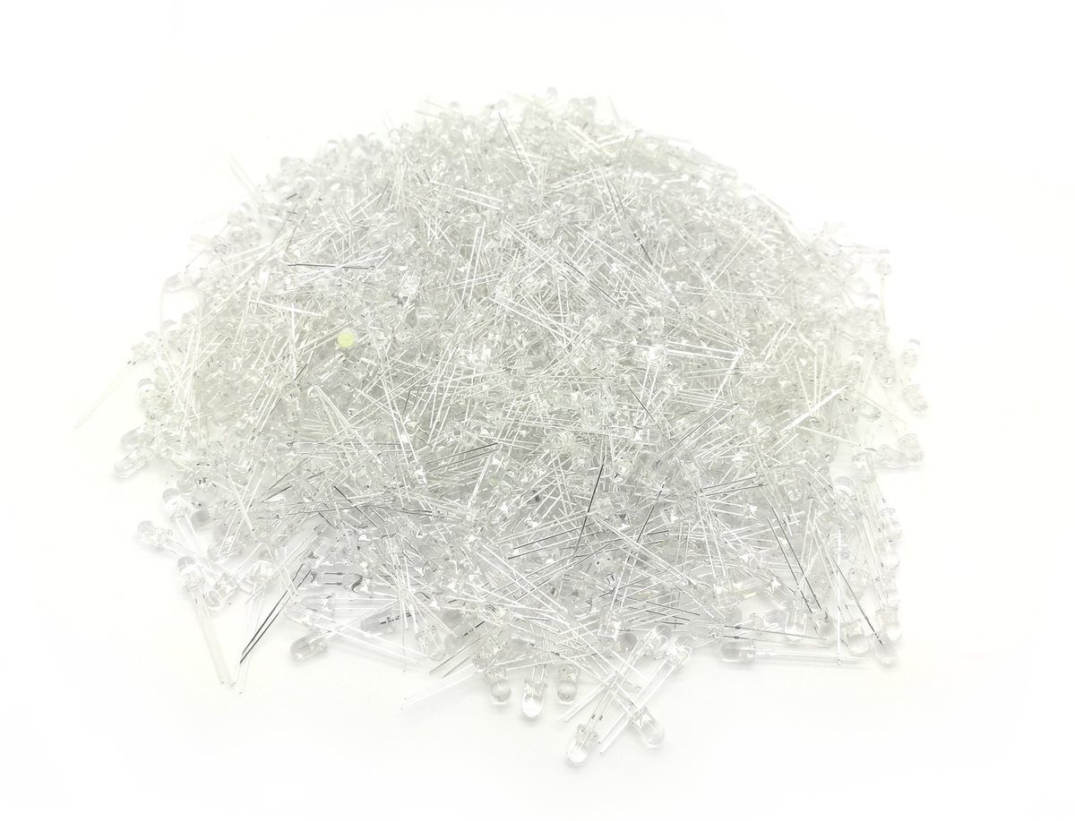 Led 5 mm - 1000 stuks, wit, met draad