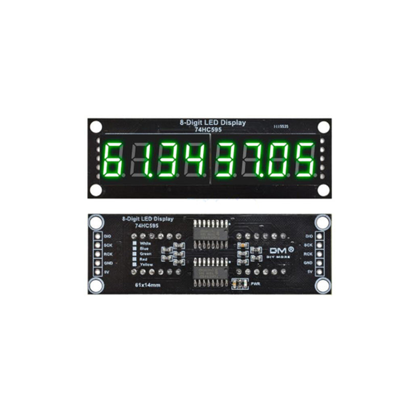 8-digit LED segment display - 74HC595, 0.36 inches, 5 V, various colors