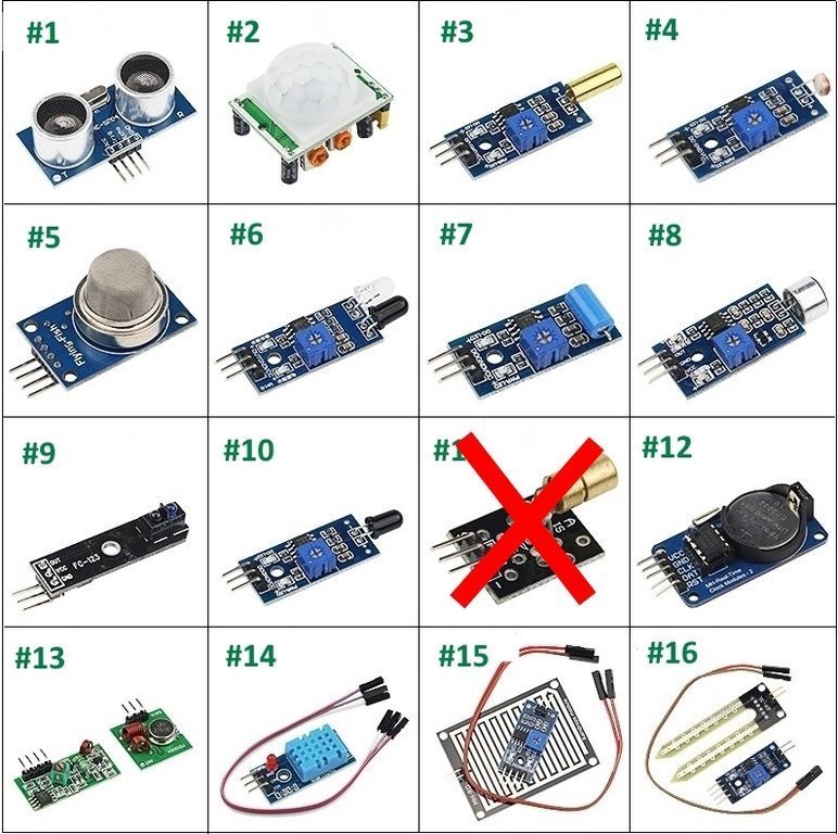 15 en 1 - Kit de capteurs, kit de démarrage pour microcontrôleurs