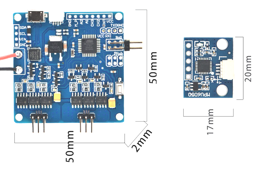 Gimbal Controller 2-Achsen - brushless, 5-16 V, GY6050 Sensor