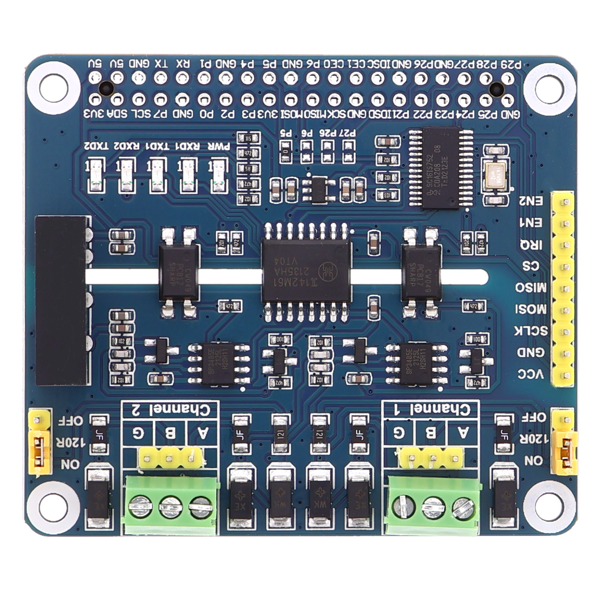 RS485 Shield 2-Kanal - galvanisch getrennt, für Raspberry Pi