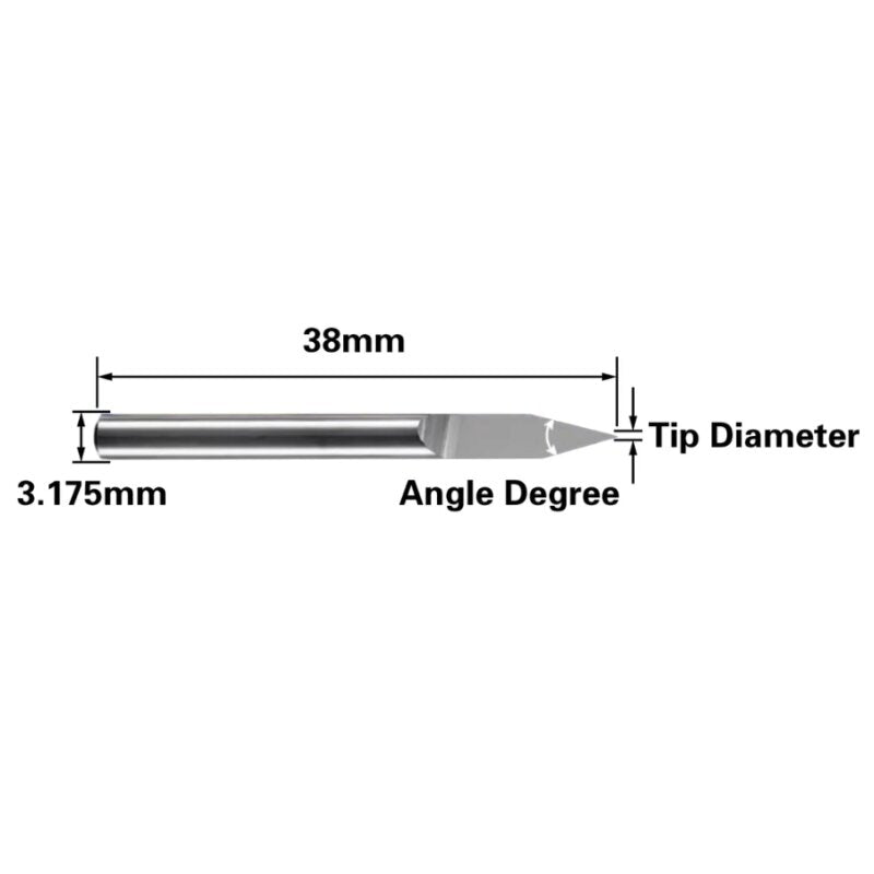 Makera Gravierfräser Single Flute - Vollhartmetall, Schaft 3,175 mm, verschiedene Größen