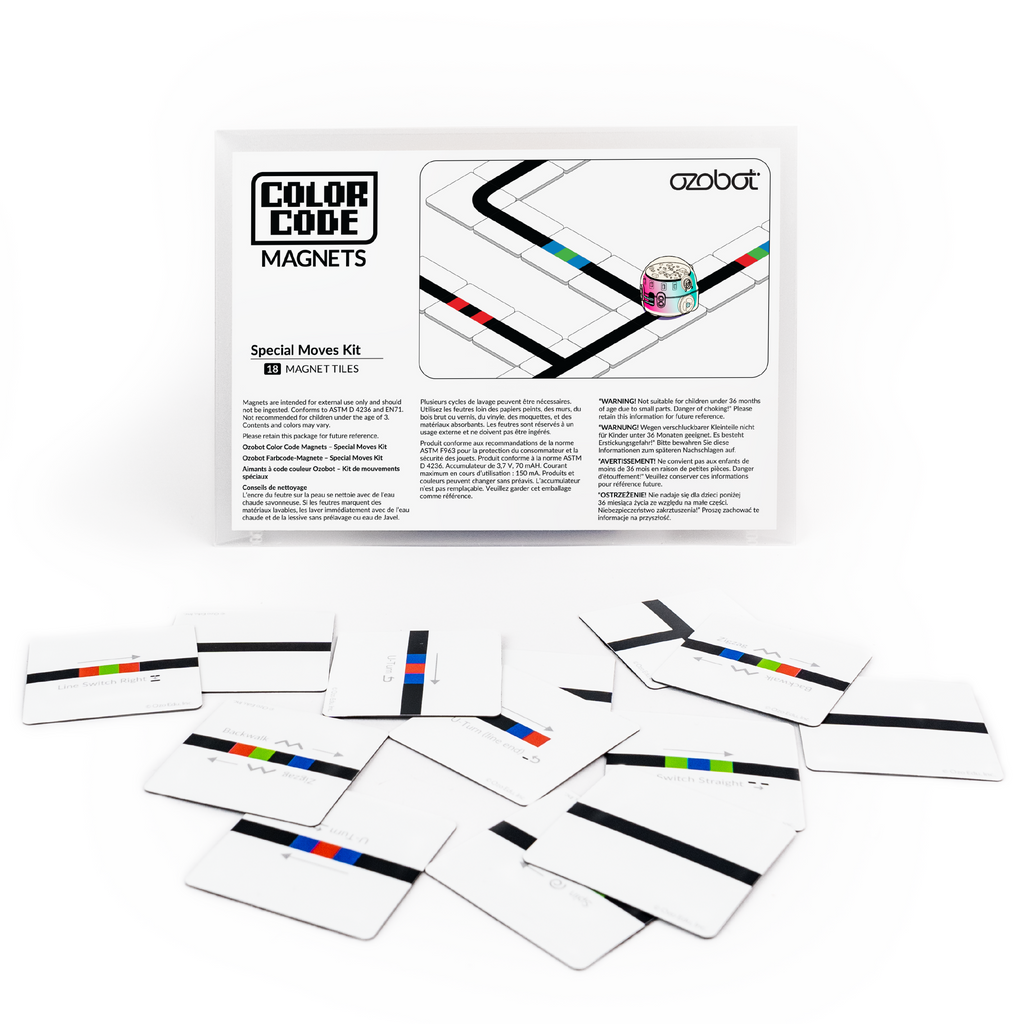 Ozobot Farbcode Magnete Spezialbewegungsset - 18 Plättchen, Erweiterung