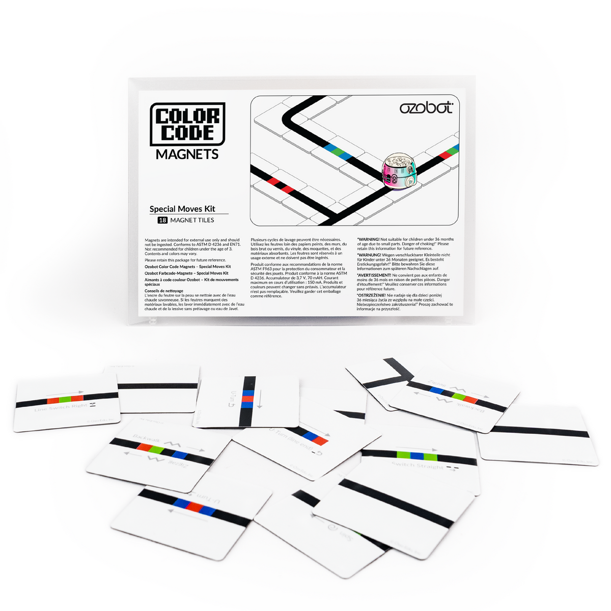 Kit de mouvements spéciaux par code couleur Ozobot (18 tuiles)