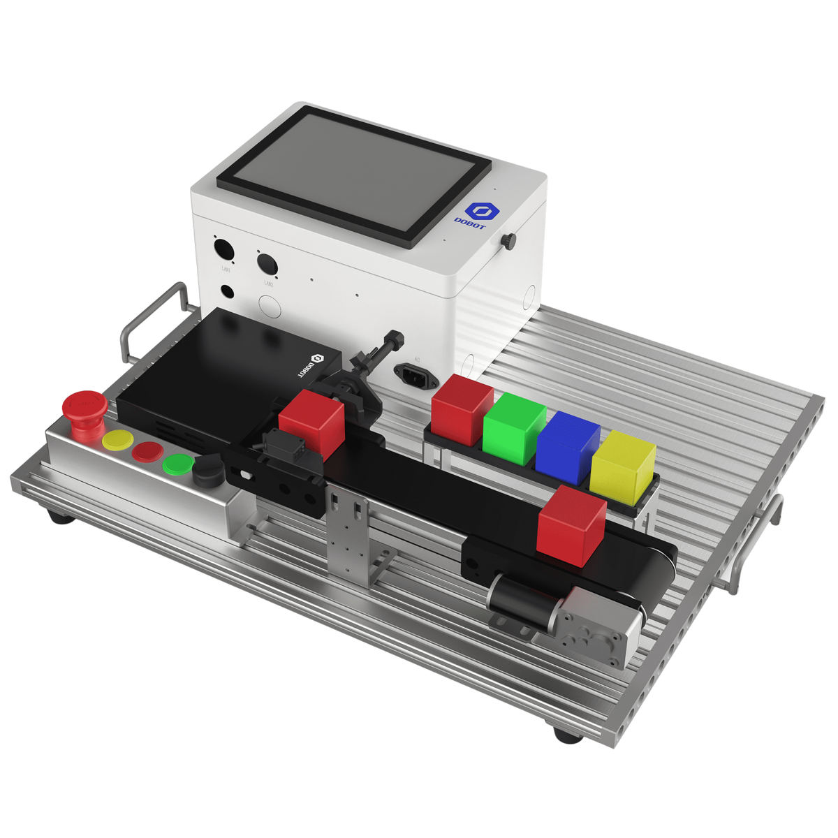 DOBOT Magician E6 Mini Training Station - Piattaforma di formazione con PLC, HMI e nastro trasportatore