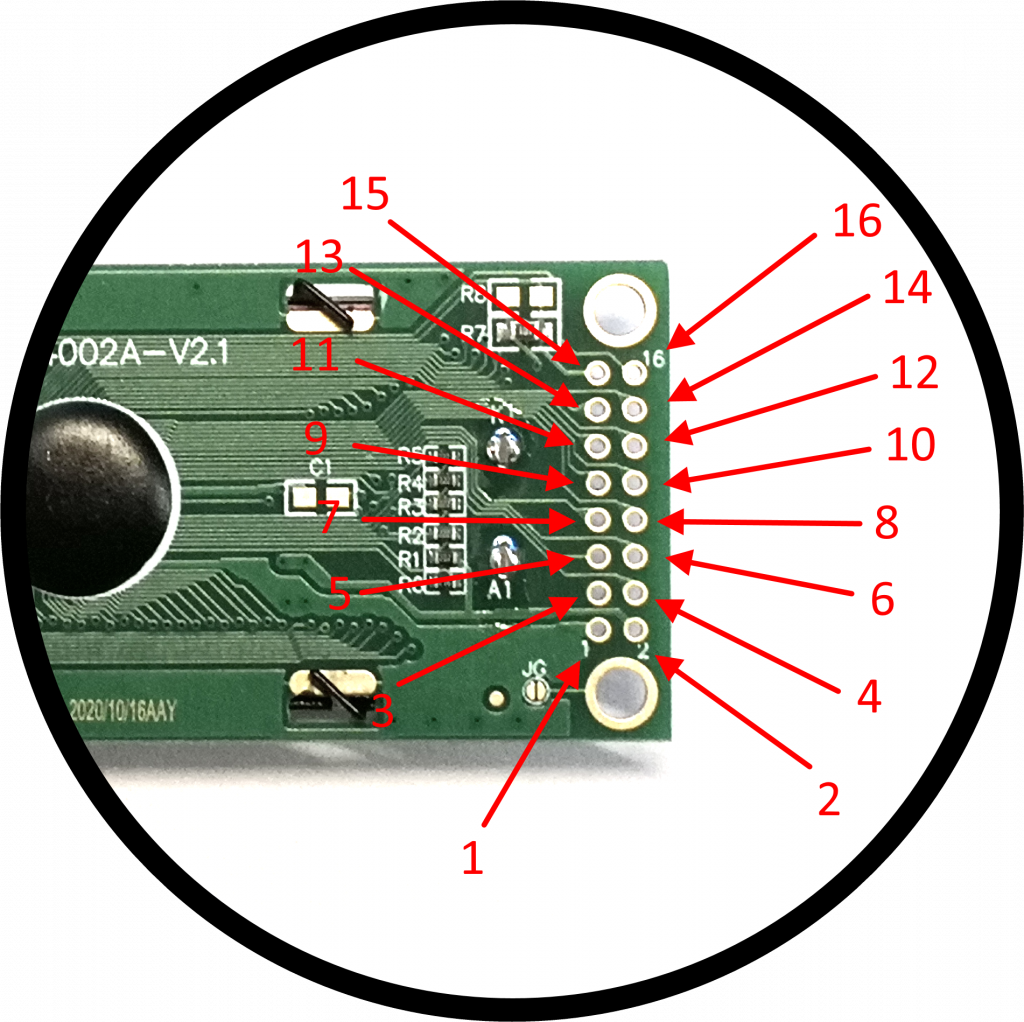 Die Nummerierung der Anschlüsse am LCD 4002A