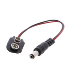 Terminal de batería de 9V con conector DC, forma de I (lateral) - longitud del cable 15cm