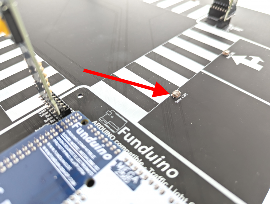 LDR-Sensor (Fotowiderstand) in der Fahrbahn