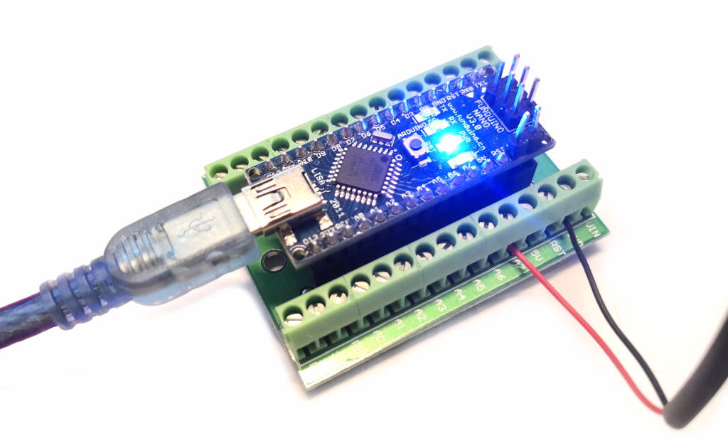 Anemometer am Arduino NANO mit Expansion Board für Schraubklemmen