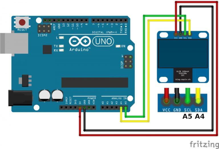 Schaltplan mit 0,96-Zoll-OLED am Arduino UNO