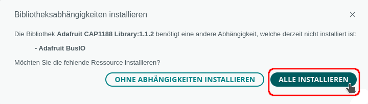Dialog zur Installation der zusätzlich benötigten Bibliothek
