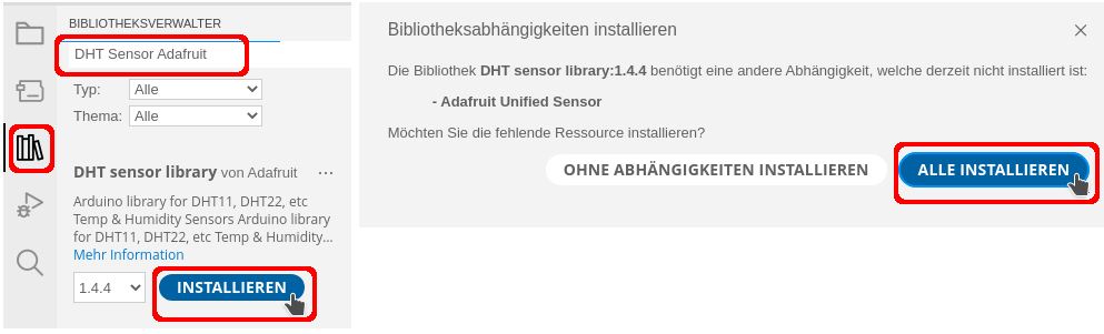 Bibliotheksverwaltung mit der DHT sensor library