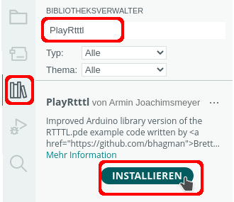 Die Bibliothek PlayRtttl im Bibliotheksverwalter