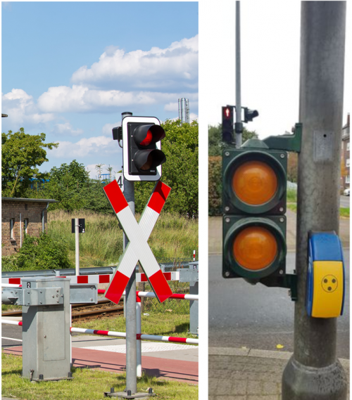 Blinklichtanlage an einem Bahnübergang