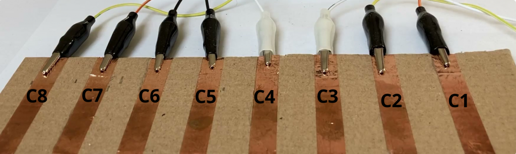 Zuordnung der Kupferstreifen zu den Pins C8 bis C1
