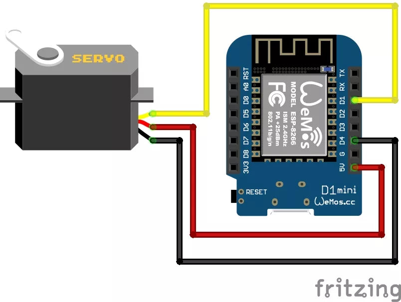 Schaltplan: Servomotor am Wemos D1 Mini