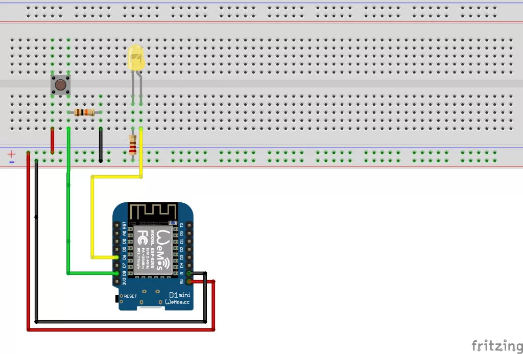 Taster und LED am Wemos D1 Mini