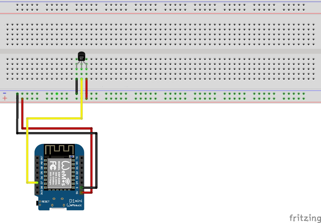 Schaltplan: DS18B20 am Wemos D1 Mini