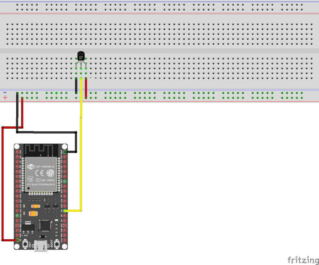 Schaltplan: DS18B20 am ESP32-Wroom