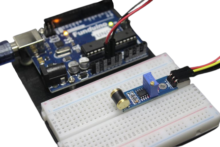 Vibrationssensor SW-420 mit dem Mikrocontroller verbunden