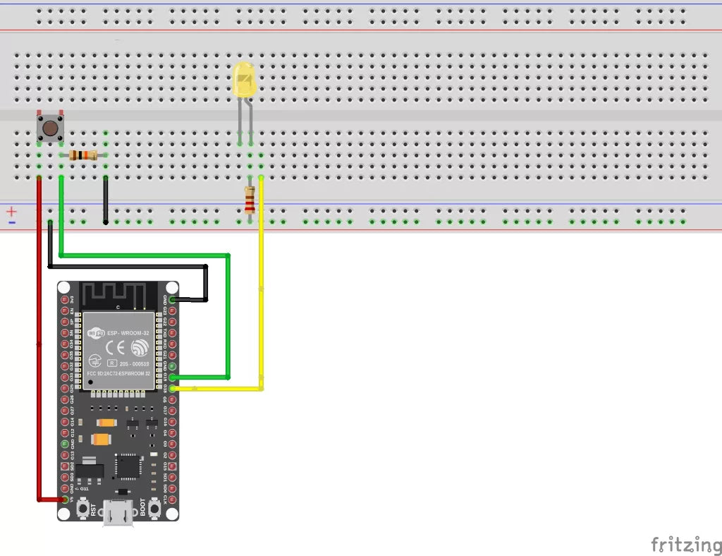 Taster und LED am ESP32-Wroom