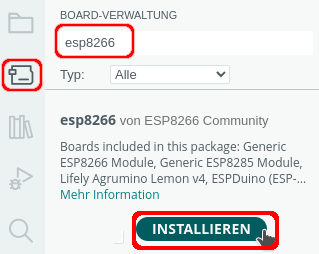 ESP8266-Paket im Boardverwalter