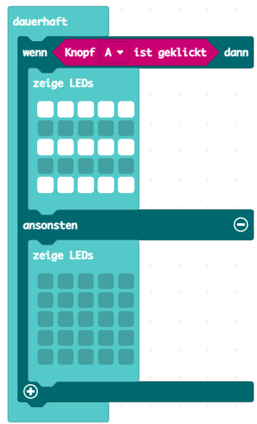 Fertiges Programm: Muster auf der LED-Matrix bei Knopf A
