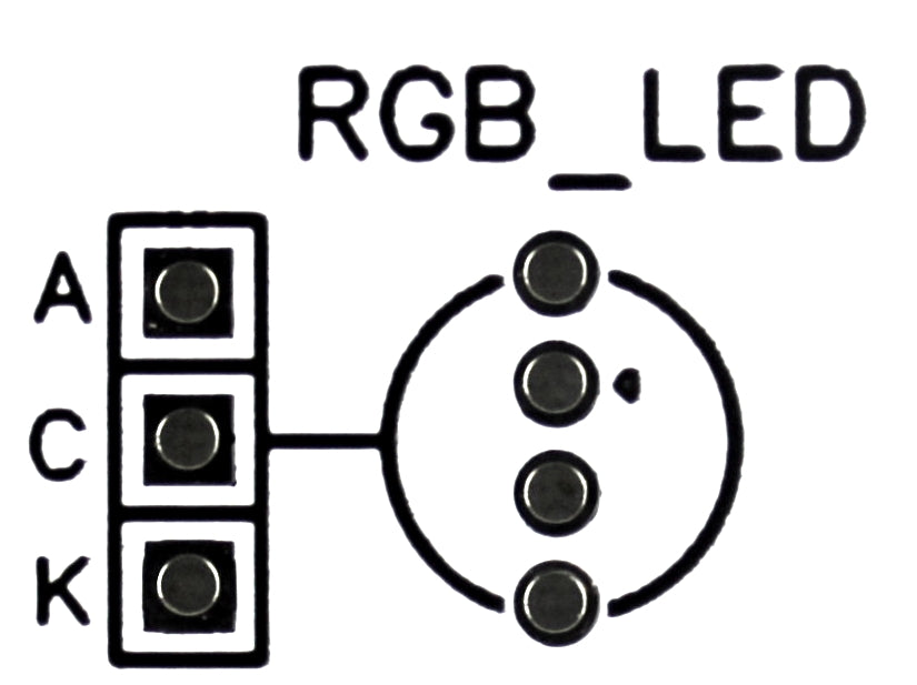 Lötpunkte K, A und C neben der RGB-LED