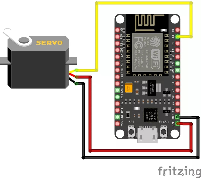 Schaltplan: Servomotor am NodeMCU