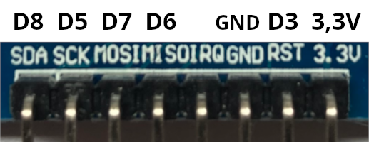 Tabelle der Anschlüsse zwischen RFID-Modul und Wemos D1
