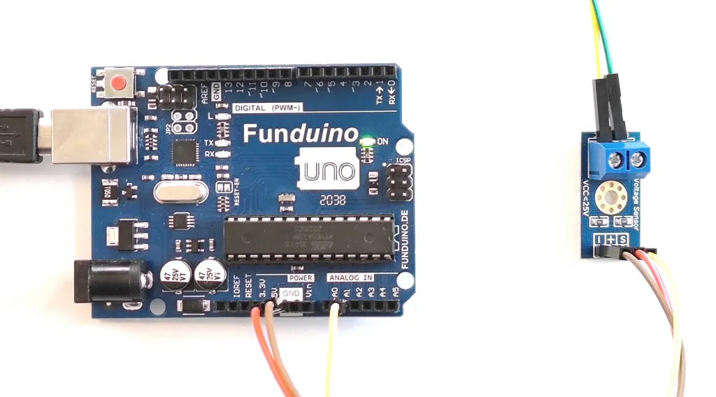 Schaltplan mit Spannungssensor am Funduino UNO R3