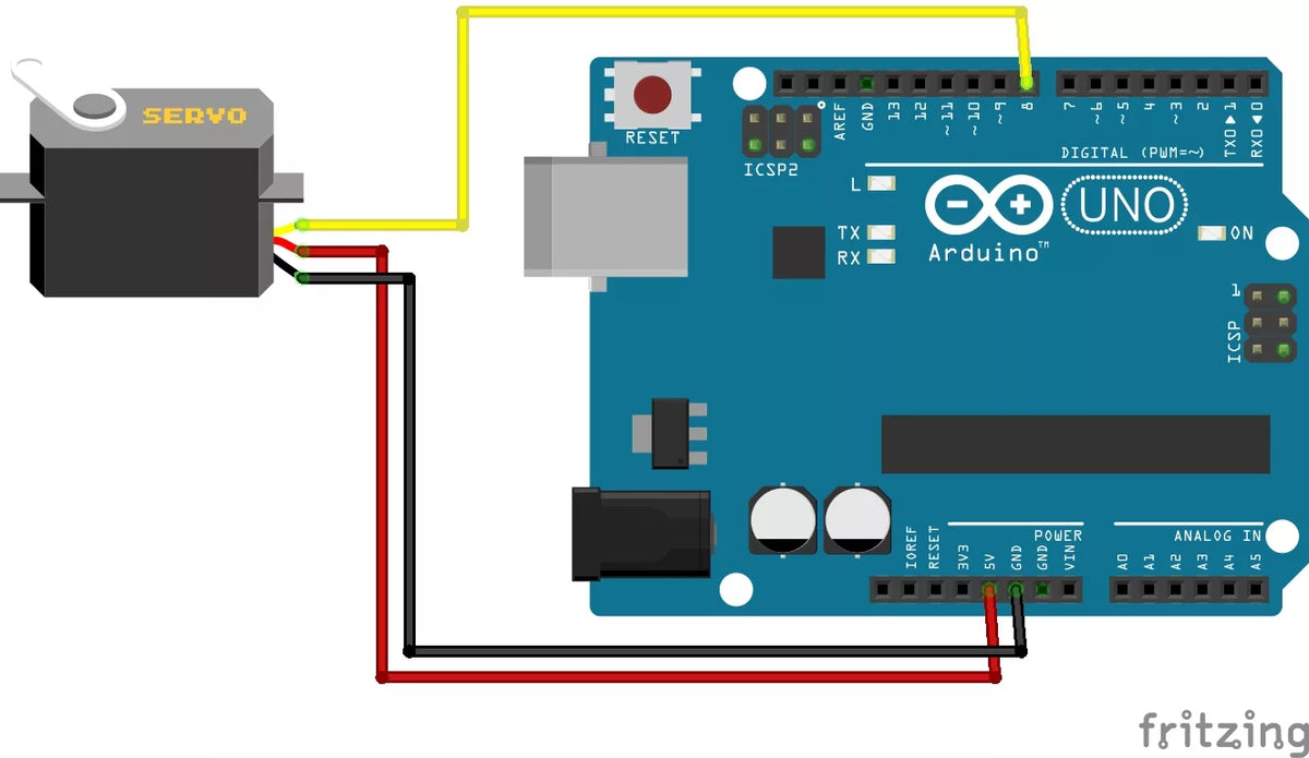 Schaltplan: Servomotor am Arduino UNO