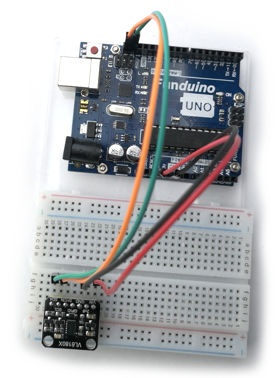Verkabelung des VL6180X mit dem Mikrocontroller über I2C