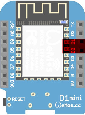 Pinbelegung des Wemos D1 Mini mit hervorgehobenen I2C-Pins