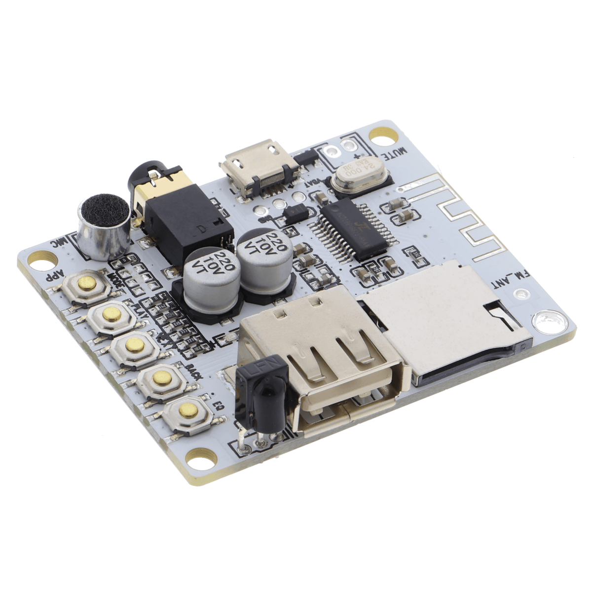 Audioreceiver Modul Bluetooth 2.1 - 5 V, microSD, FM, 4 Modi