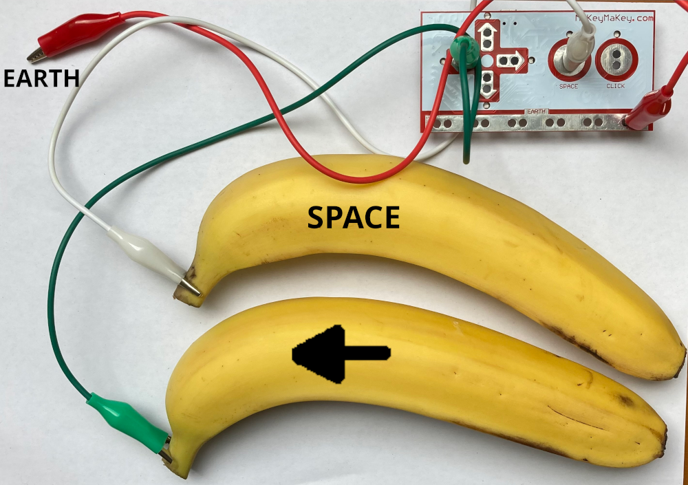 Zwei Bananen als Kontakte für das Bongo-Spiel