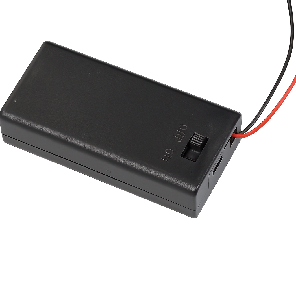 Batteriefach 9 V Blockbatterie - mit Schalter, Lötpads, 53 x 30 x 27 mm