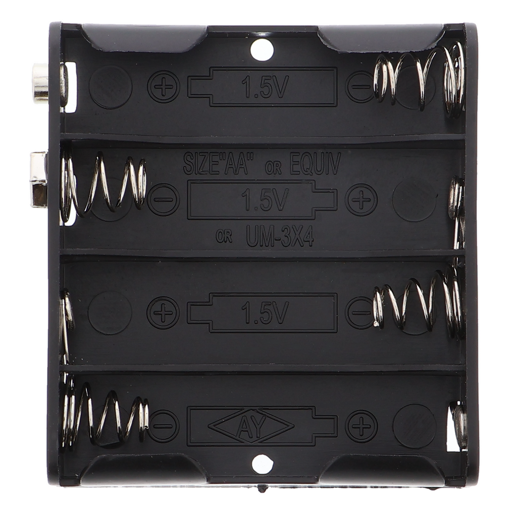 4x AA battery holder - 6 V, clip connection, with cover