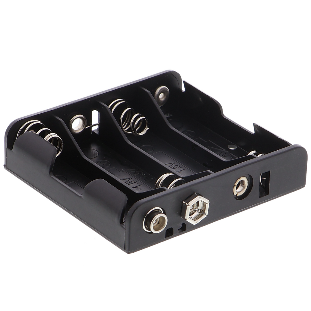 4x AA battery holder - 6 V, clip connection, with cover