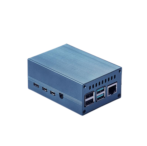Custodia blu in alluminio per Raspberry Pi 4, ventola inclusa