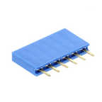 Pinheader 1x 6P, 2,54 mm, 3 mm pinlengte - blauw