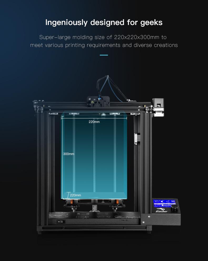 Creality Ender 5 Pro - Stampante 3D con volume di stampa di 220 x 220 x 300mm
