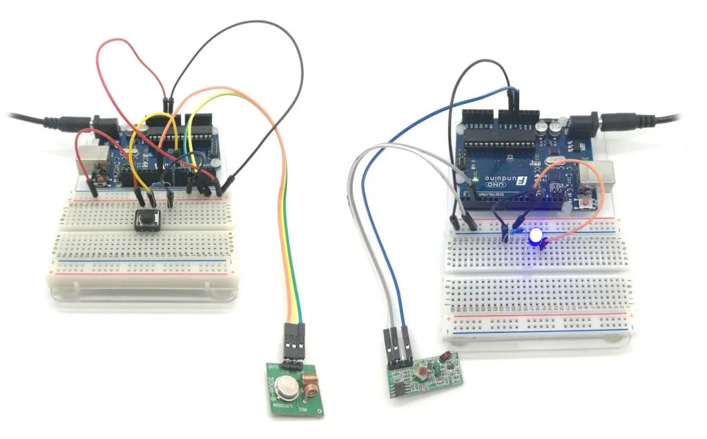 433-MHz-Funksender und Funkempfänger zur Datenübertragung zwischen zwei Arduinos