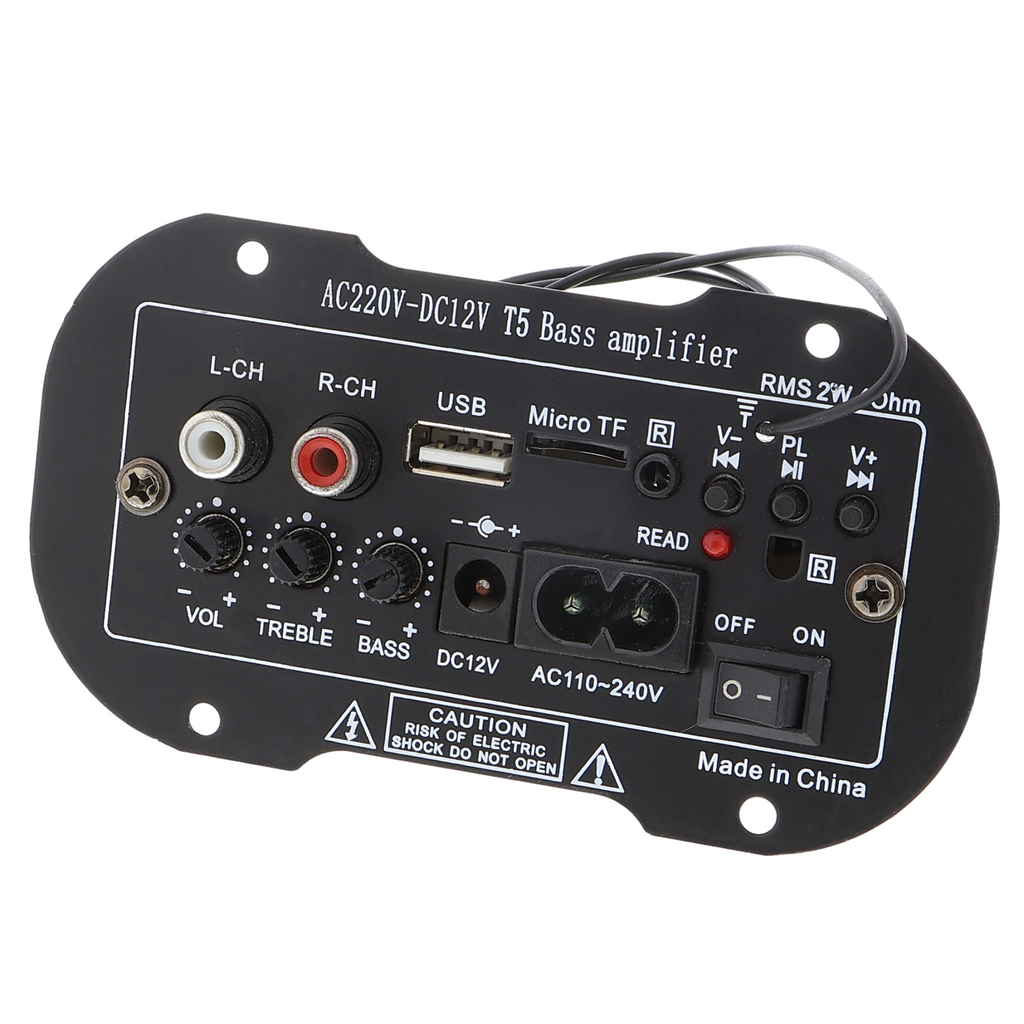 Bluetooth 5.0 audio amplifier - 50 W at 4 ohms, bass filter