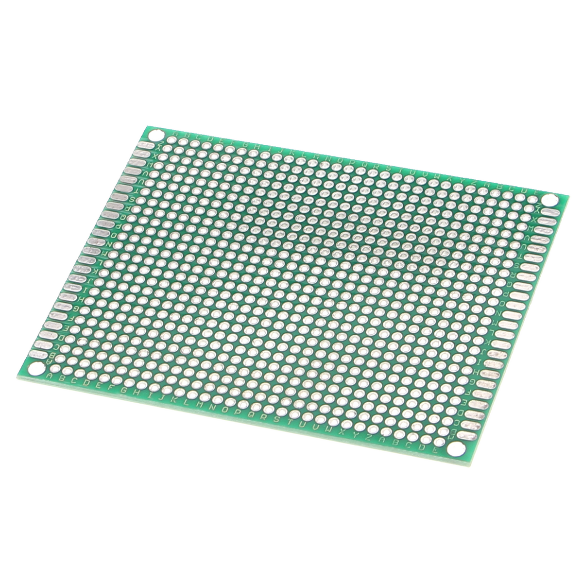 Circuito stampato PCB bifacciale (verde) - 70 x 90mm, passo 2.54 mm