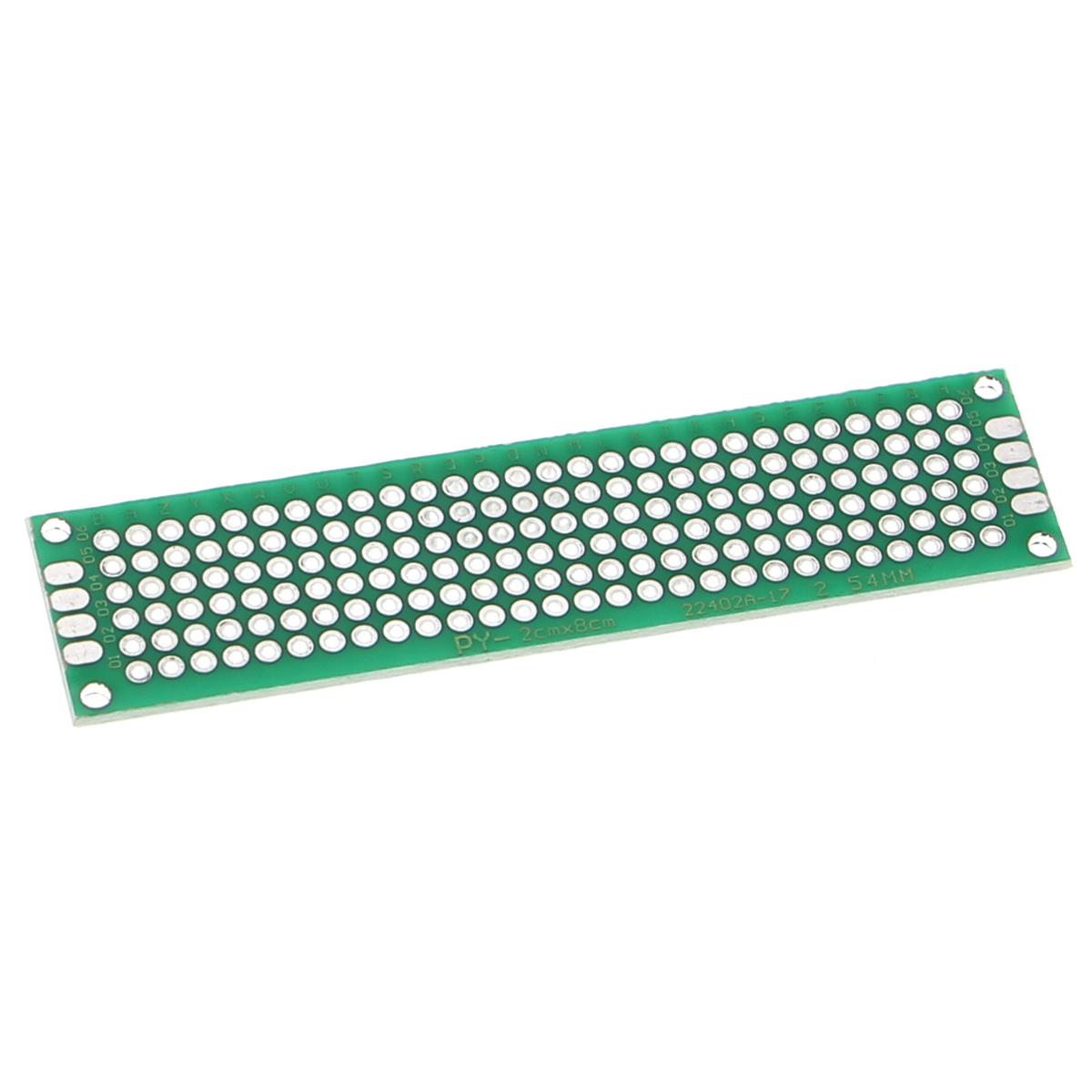 Circuito stampato PCB a doppia faccia (verde) - 80 x 20 mm, passo 2,54 mm
