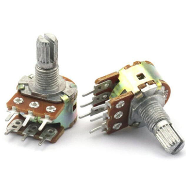 Draaipotentiometer, 50K ohm, 15mm as, dubbelrijig