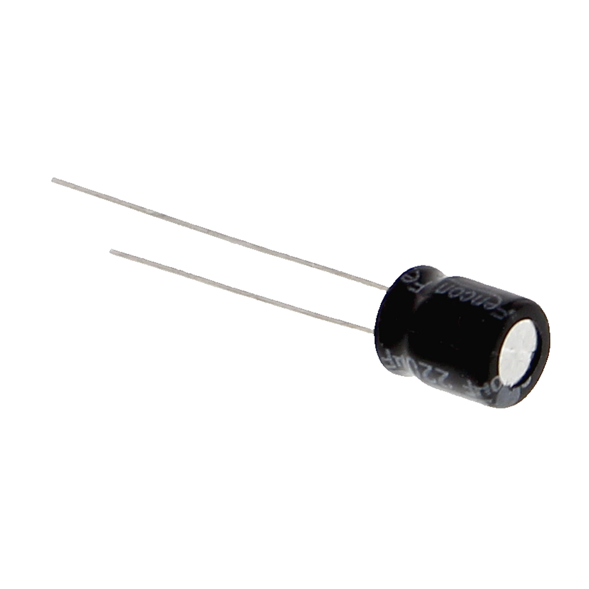 Condensatore elettrolitico 220uF / 10V, radiale con terminali